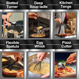 43 Pcs AIKKIL Kitchen Utensils Set, Heat Resistant Silicone Cooking Kitchen Utensils Set with Holder, Spoon, Spatula, Kitchen Gadgets Tools Set For Nonstick Cookware, Dishwasher(BPA Free, Black) AIKKIL