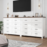 Jocoevol Elegant Farmhouse 8 Drawer Dresser for Bedroom - Large Wooden Double Dressers with Deep Drawers Dressers for Hallway, or Entryway - White & Brown Jocoevol