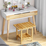 Highpro Bamboo Shower Bench, Shower Benches for Inside Shower with Storage Shelf for Shaving Legs Spa Bathroom, Waterproof Wood Shower Stool Seat Chair for Adults Seniors Women, Non-Slip and Handles Highpro