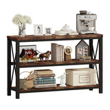 BON AUGURE Industrial Sofa Console Table for Entryway, 3 Tier Foyer Table for Hallway, Rustic Hall Tables Behind Couch (47 Inch, Rustic Brown) BON AUGURE