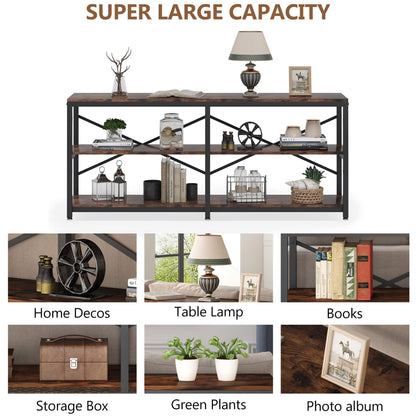 Tribesigns 70.9 Inch Industrial Console Table with Storage Shelves for Living Room and Entryway