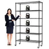 6-Tier Steel Wire Shelving Unit, 48x18x82in, 2100lb Capacity, Adjustable NSF Certified Storage Rack with Casters - For Garage, Kitchen, Pantry Dopinmin