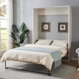 MERITLINE Queen Size Murphy Bed with USB Port,Wood Folding White Murphy Wall Bed Cabinet MERITLINE