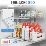 Biboraya 2 Pack Under Sink Organizer with Smooth Ball Bearing Slides,2-Tier Pull Out Cabinet Storage,Slide Out Drawers for Bathroom&Kitchen,Under Sink Shelf,Rust-resistant Coating,Height Adjustable Biboraya