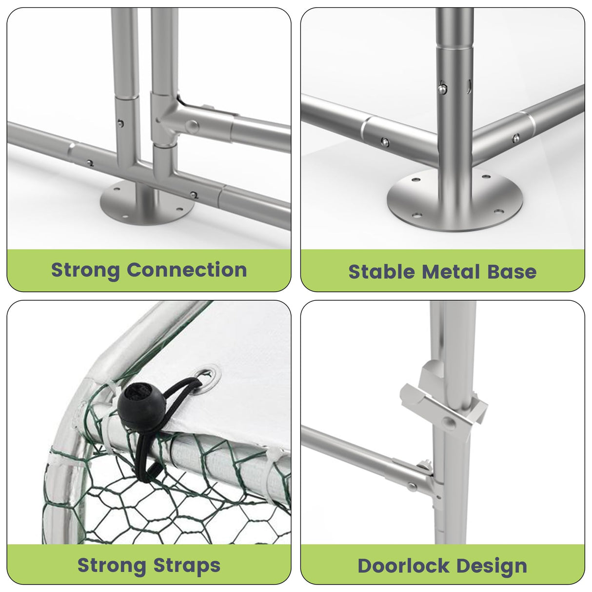 GarveeLife Large Metal Chicken Coop, Large Chicken Run with Waterproof & Anti-UV Cover, Outdoor Chicken Pen for Farm Yard (9.8' L x 6.6' W x 6.6' H) GarveeLife