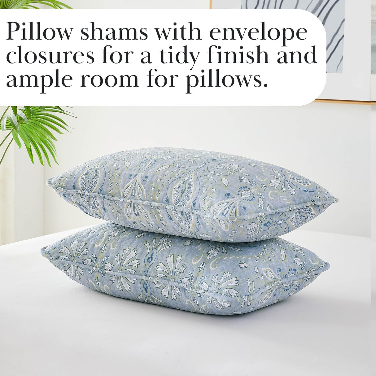 Southshore Fine Living, Inc. Farmhouse Quilts Queen Size, Quilt Bedding Set, Lightweight Coverlet Bedspread Full Size, 3-Piece Boho Quilt Set with Two Matching Pillow Shams, Full/Queen, Blue Paisley Southshore Fine Living, Inc.