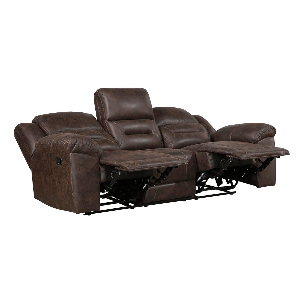 Lexicon Double Recliner Sofa for Living Room, Wall Hugger Manual Reclining Couch Sofa, Textured Microfiber Upholstered Dual Reclining Sofa, Home Theater Seating, Required Assembly, Dark Brown Lexicon