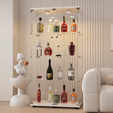 LFT HUIMEI2Y Glass Display Cabinet with LED Lights and Lock, 2 Door Curio Cabinets, Tempered Glass Collection Display Showcase for Bedroom, Living Room 65” White LFT HUIMEI2Y