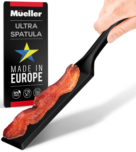Mueller EuroPhoria Series Spatula, Heat Resistant Nylon Kitchen Turner, Cooking Utensils for Flipping Pancakes, Eggs, Burgers, Crepes and More, Perfect for Nonstick Cookware, Black MÜELLERHOME