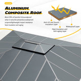 YOLENY 12' x 14' Hardtop Gazebo, Permanent Outdoor Aluminum Patio Gazebo with Aluminum Composite Double Roof for Patio Lawn and Garden, Curtains and Netting Included YOLENY