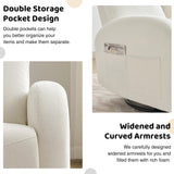 AEMEIOS Swivel Recliner Rocker Nursery, Chenille Nursering Glider Recliner, Manual Swivel Rocking Reclining with Double Pockets for Living Room, Cream White AEMEIOS