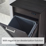 OLD CAPTAIN Wooden Tilt Out Trash Cabinet, Hidden Trash Can Kitchen Holds 10 Gallons (Dark Brown+Black Top Panel) OLD CAPTAIN
