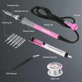 WORKPRO Soldering Station, 60W Soldering Iron Kit Digital Display, 5 Extra Iron Tips, Precision Temperature Control Solder Station for Electronic Repair, DIY Enthusiasts - Pink Ribbon WORKPRO