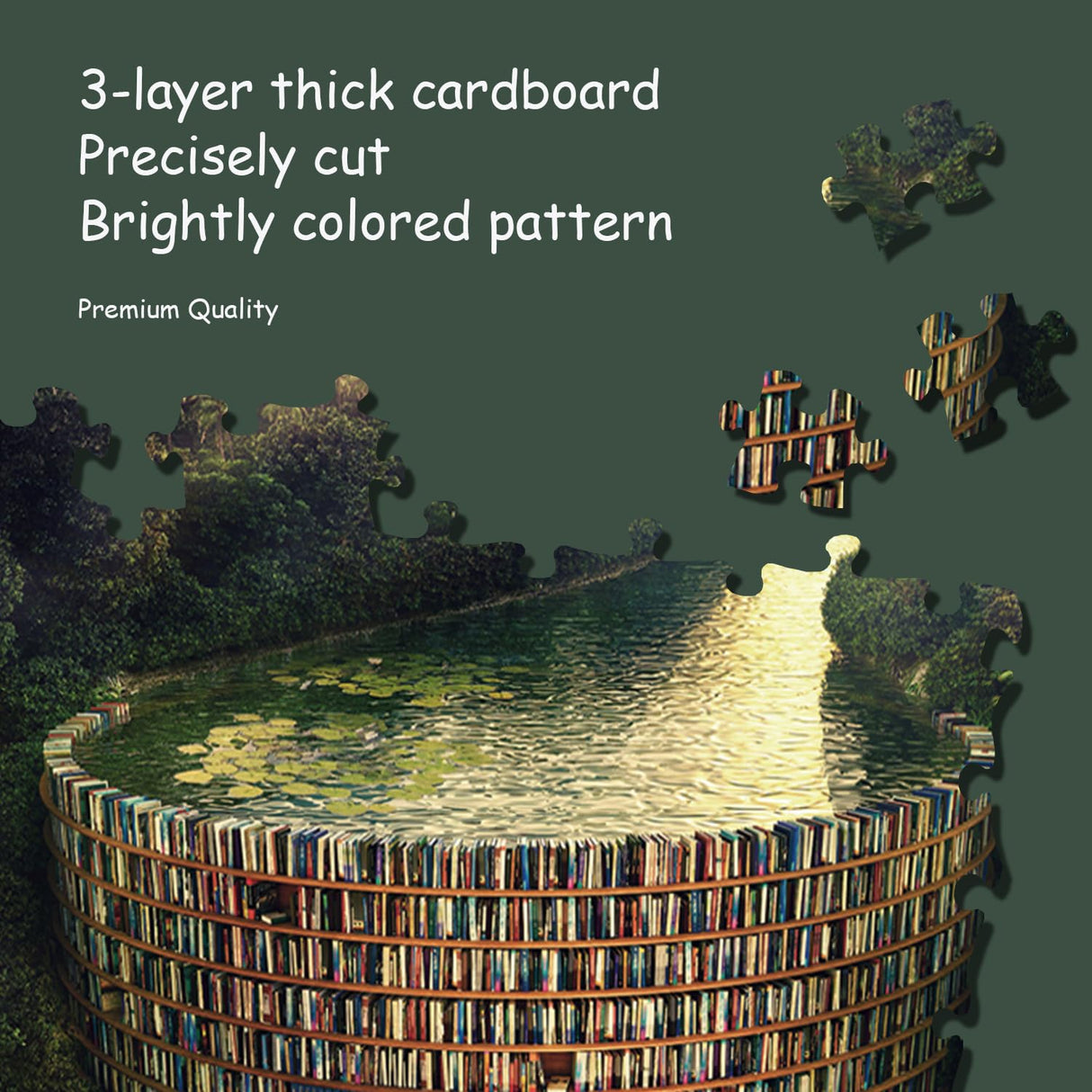 Jigsaw Puzzles for Adults, 1000 Pieces and up, Bookshelf Canal Puzzle, Books Library Challenging Funny Puzzles for Friends Family Activity Game Nights Gifts RECHIATO