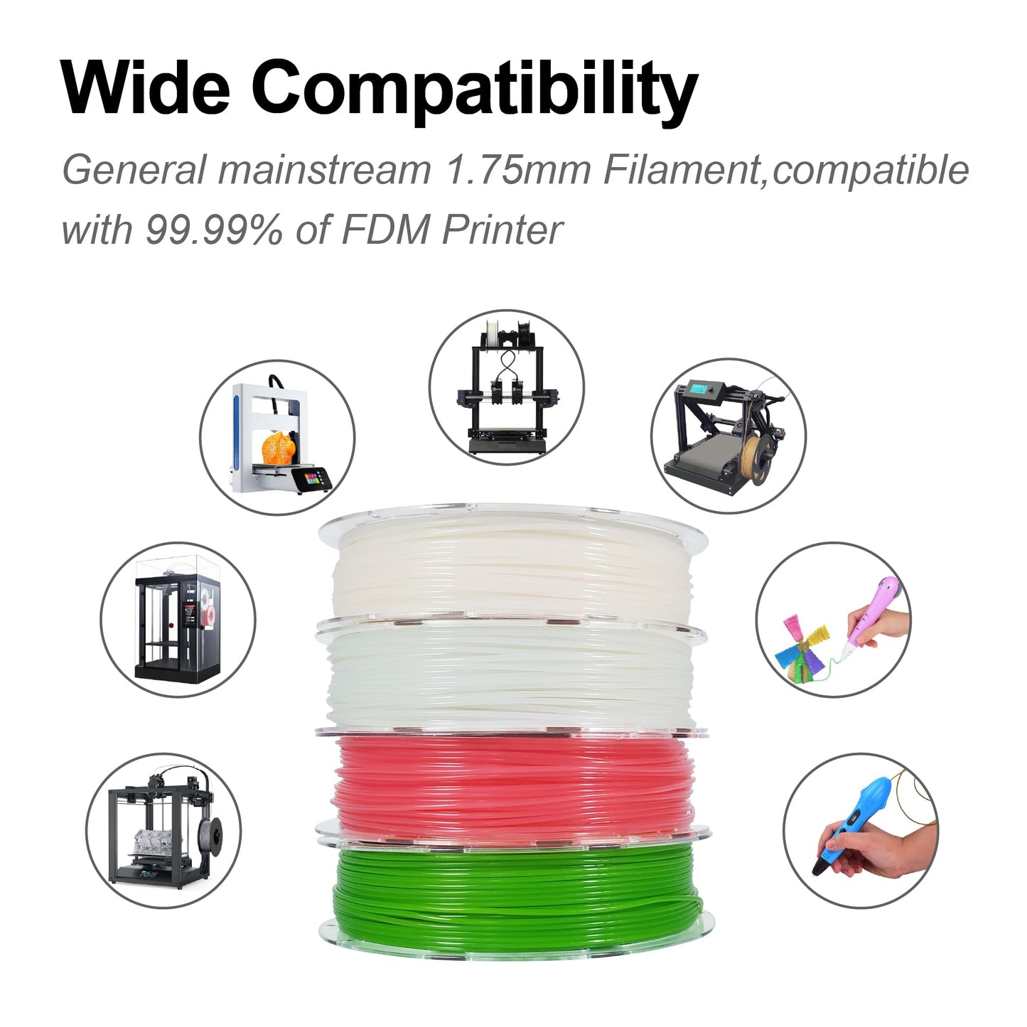 HELLO3D 3D Printer Filament Bundle,Green to Yellow/Red to White Color Change with Temperature Filament Set,UV or Sunlight Color Change to Blue/Purple PLA Filament 1.75mm,200g X 4 Spools Packs - WoodArtSupply