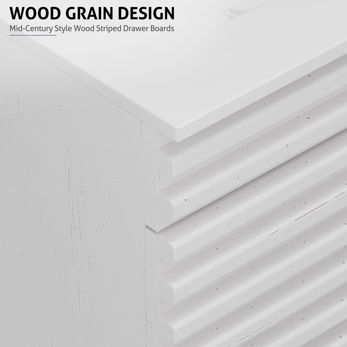 eclife 36" Floating Bathroom Vanity with Sink Combo Mid-Century Wall Mounted Cabinet with Wood Stripes Decor, Drawers, Undermount Sink, Faucet, Drain, Mixed White eclife