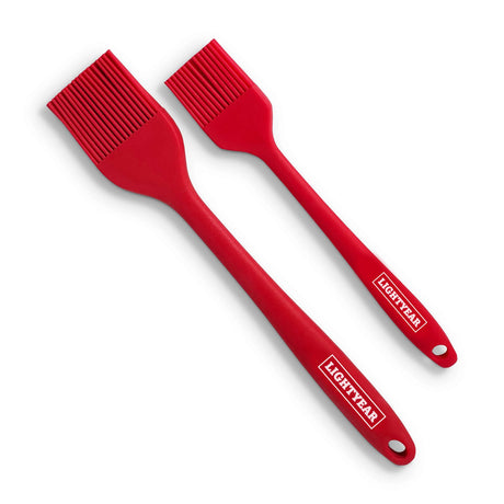 Lightyear Silicone Basting Pastry Brush Set (2 Pcs) ❘ 450°F Heat Resistant Oil Brush for Your Kitchen - Ideal For BBQ’s, Baking & Cooking | 100% Food Grade Silicone - BPA Free & Dishwasher Safe (Red) Lightyear