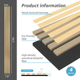 Art3d 4-Piece Wood Slat Acoustic Panels for Stylish Decor and Noise Reduction, 3D Textured Panel for Ceiling and Wall, Oak Art3d