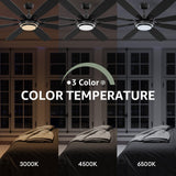 Fanbliss 72 Inch Black Large Ceiling Fans with Lights and Remote Control for Living Room, Modern Ceiling Fan with Quiet Reversible DC Motor, 3CCT, Dimmable LED for Garage, Patio, Indoor, Outdoor Fanbliss