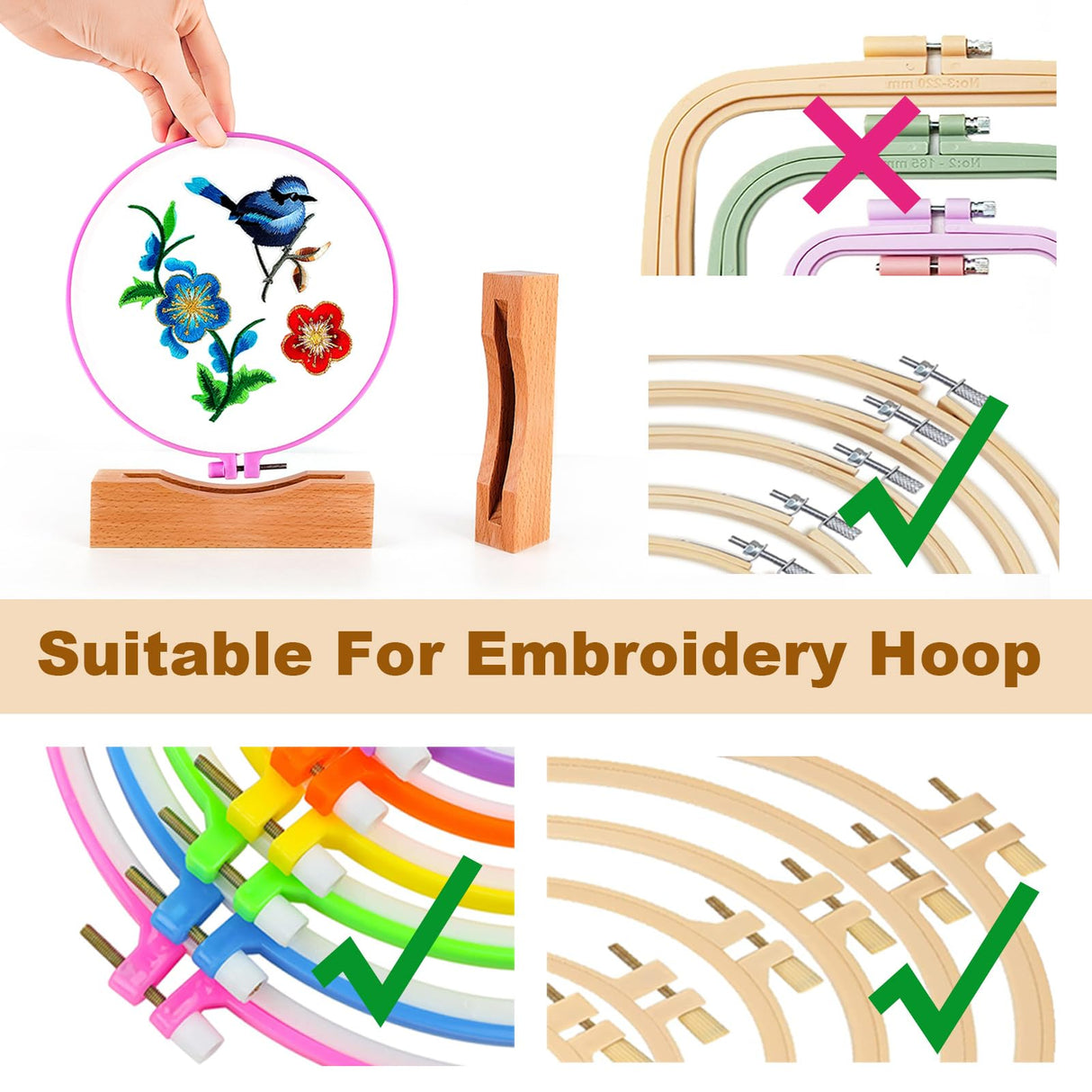 YUNHAN Embroidery Display Holder Suitable Cross Stitch Frames,Lap Embroidery Stand Display 3Pack Embroidery Hoop Stand Display Cross Stitch Kits (Suitable 3-6.7IN Frame) YUNHAN