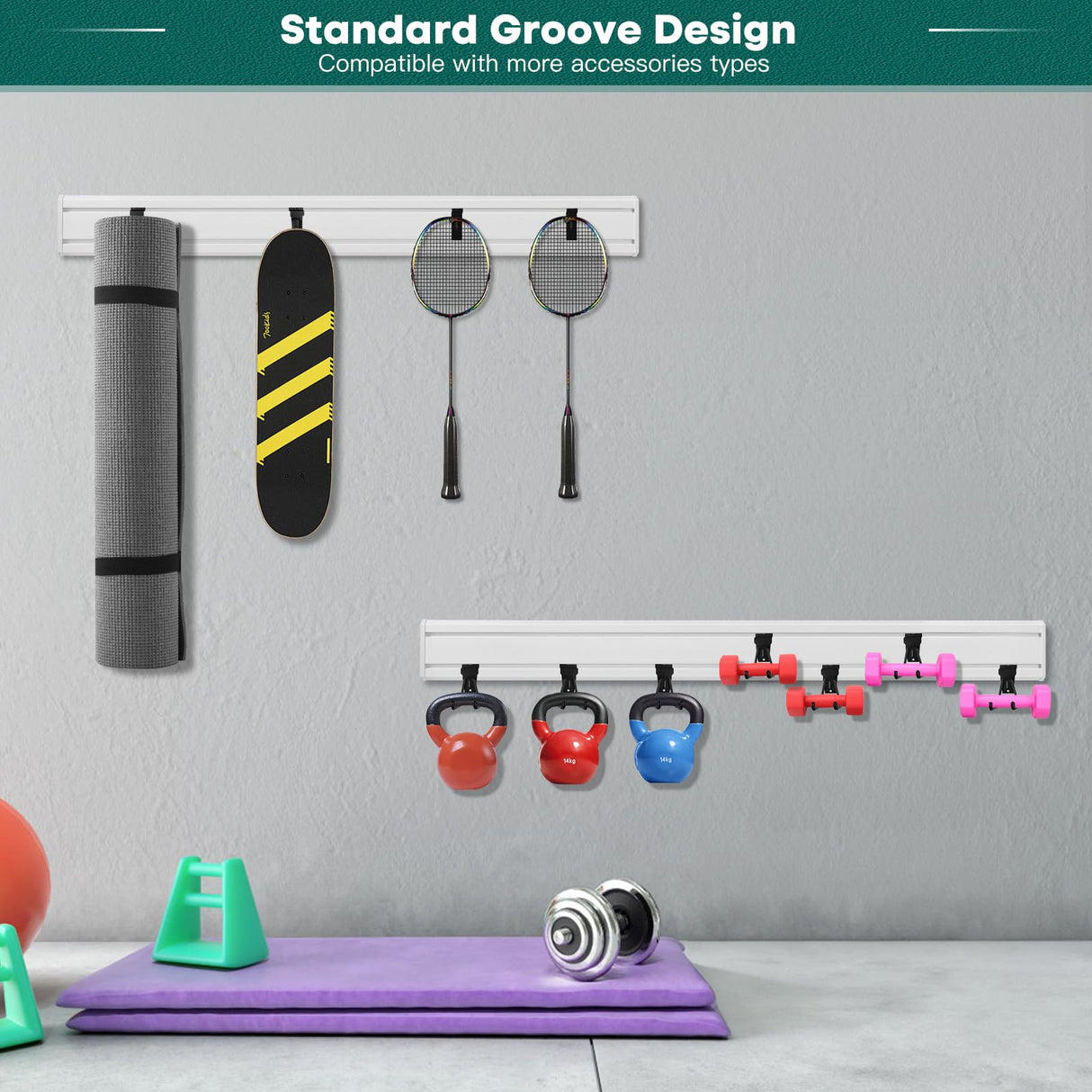 Alffun Slatwall Panels 6" H x 16" L, 3 Pack Garage Slat Wall Paneling, Heavy Duty Garage Wall Organizer with 4 Pack Slatwall Board End Caps, PVC White Alffun