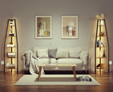 Furnulem 5 Tier Corner Shelf with LED Light, 67.2” Tall Standing Shelf for Wall Corner, Narrow Bookshelf Ladder Shelf for Bedroom, Living Room, Plant, Wood Storage Rack, Metal Frame (Rustic Brown) Furnulem