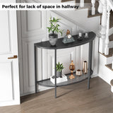 SAYGOER Black Half Moon Console Table 2 Tier Narrow Entryway Table with Storage Modern Couch Table Small Entry Way Tables, Easy Assembly, All Black SAYGOER