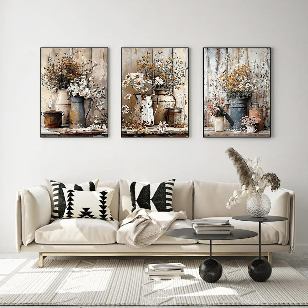 Diamond Art Kits for Adults Beginner, 3 Pack Rustic Farmhouse Daisy Painting Diamond Kits 5D Diamond Dots Gem Art Crafts with Tools Round Full Drill Funny Crafts for Home Wall Decor&Gift 12x16 inch Fairyland JinWenn