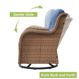 Rilyson Patio Chairs Rocking Swivel Chiar - 3 Piece Outdoor Wicker Patio Bistro Set Rattan Rocker Glider Chairs with High Back and Deep Seating for Outside Porch Deck Garden(Yellow/Blue) Rilyson