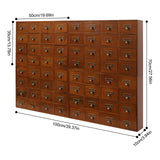 64-Drawer Wooden Storage Box, Traditional Apothecary Curio Cabinet, Library Card Catalog Cabinet Herb Storage Box w/Label Holders Handles AngelcityCC