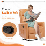 Sweetcrispy Recliner Chair, 360 Swivel Rocker Chair for Adults, Glider Rocker Recliners, Nursery Chairs for Living Room, High Back, Upholstered Deep Seat,Brown Sweetcrispy