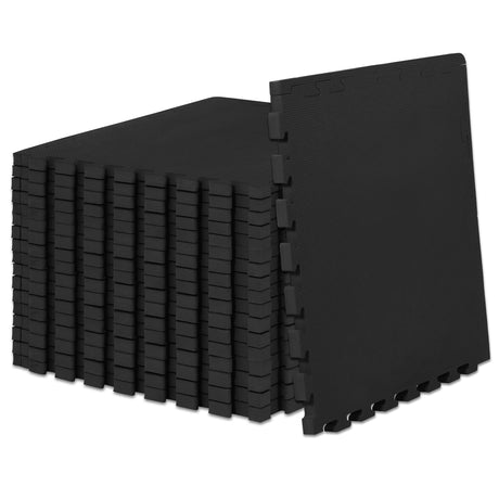 ProsourceFit Extra Thick Puzzle Exercise Mat 1", EVA Foam Interlocking Tiles for Protective, Cushioned Workout Flooring for Home and Gym Equipment, Black 3-Pack ProsourceFit