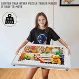 Puzzle Table 1500 Pieces,Jigsaw Puzzle Table Metal,Puzzle Table with Drawers,Puzzle Board with Legs,Grey and White Color,Puzzle Tables for Adults,Jigsaw Puzzle Board with Drawers Doerpuz