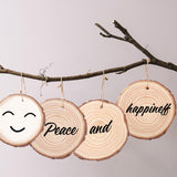 80 PCS 3.2-3.6inch Unfinished Wood Slices, Natural Wood Slices, Predrilled with Hole Wood Slice for DIY Arts Craft Christmas Ornaments GNIEMCKIN