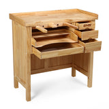 DNA MOTORING Heavy Duty Wood Workbench, Wooden Workbench with 5 Drawers for Workshop, Garage, W/Adjustable Handle, TOOLS-00524 DNA MOTORING