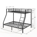 soges Metal Bunk Bed Twin Over Full Size with Ladder & Guardrail, Metal Bed Frame for Teens Adults, Heavy Duty Sturdy Bunk Beds, Black soges