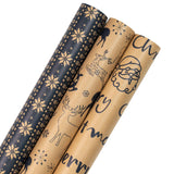 RUSPEPA Christmas Wrapping Paper Rolls - Mini Roll - 17 inches x 10 feet per Roll, Total of 3 Rolls - Reindeer and Snowflake RUSPEPA