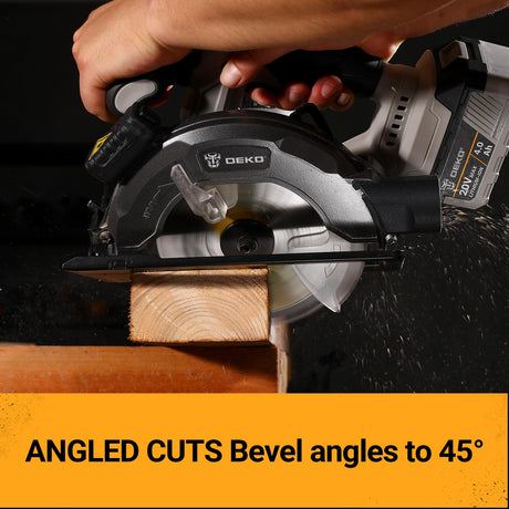 DEKOPRO 20V Cordless Circular Saw, 6-1/2-Inch Blade, 4500 RPM Circular Saw Cordless DEKOPRO