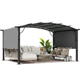 HAPPATIO 12' x12' Outdoor Retractable Pergola, Aluminum Pergola with Canopy Fixed in Various Positions, Arched Patio Pergola with Sun Shade Canopy Metal pergola for Backyards, Gardens, Patios (Grey) HAPPATIO