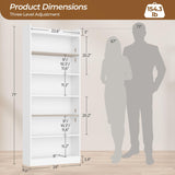 Yaheetech 7-Tier Open Bookcase and Bookshelf, Modern Simple Floor Standing Display Storage Shelves with Top Open Compartment for Home Office, Living Room, Bed Room - White Yaheetech