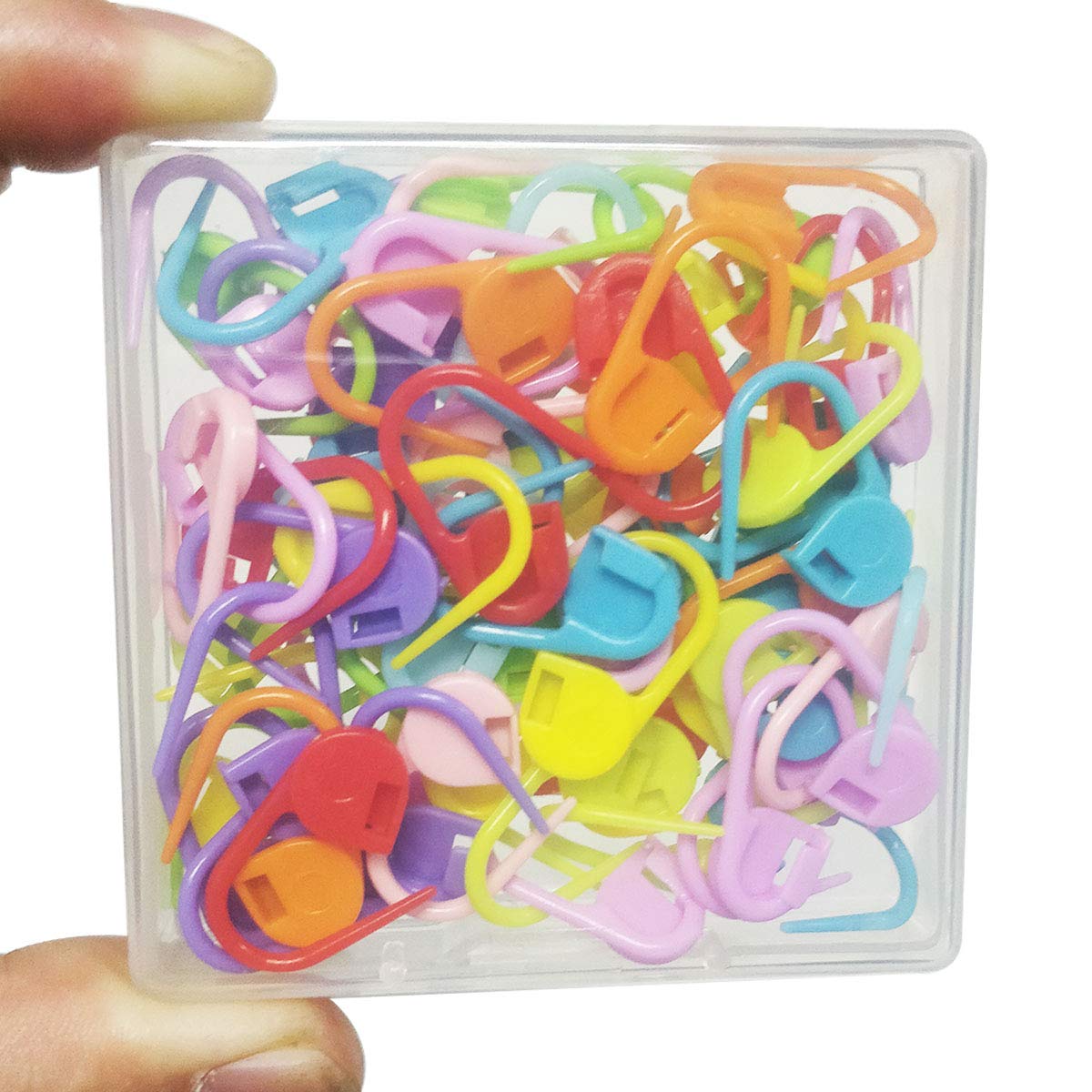 50 Colorful Knitting Markers - Crochet Clips & Pins, Locking Stitch Markers, DIY Craft Plastic Safety Pins, Weave Stitch Needle Clip Counter (10 Colors) TTSAM
