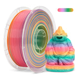 JAREES Rainbow 3D Printing Filaments PETG Candy Multicolor Gradient Filament 1.75mm, Green-Purple-Pink-Yellow PETG 3D Printer Filament, 1kg 330 Meters JAREES
