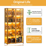 5-Tier Curio Display Cabinet, Storage Shelves with Acrylic Door, Collectibles Toy Organizers Rack & Display Shelf, Display Case for Playroom Bedroom Toddler's Room Kids Bookcase (Wooden double door) iusyugh
