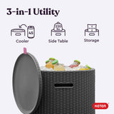 Keter Cool Side Table Cooler 3 in 1 Outdoor Patio Table and Ice Chest Storage, Ideal Hot Tub Table, Decor and Outdoor Patio Bar, Portable Bar, Graphite Keter