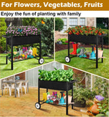 Koutemie Outdoor Raised Planter Bed Box with Legs for Gardening, Elevated DIY Garden Cart on Wheels for Vegetables Flower Tomato Herb Plant, Black Koutemie