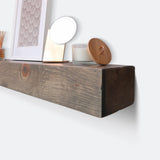 Fireplace Mantel, Rustic, Shelf, Floating Mantle, Real Wood, Beam, URBANDI (Grey, 60Lx6Hx8D) WoodArtSupply