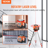 VEVOR Red Rotary Laser Level 1650ft, 360 Degree Self Leveling Laser Level Kit,with Surveying Tripod&5m Staff,IP66 Waterproof Remote Control,5 Rotation Speeds&4 Angles Adjustment for Construction VEVOR