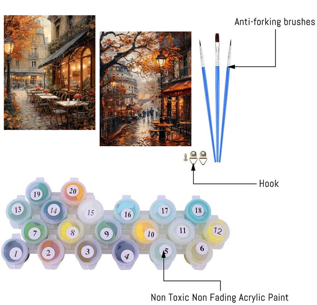 2 Pack Fall Paint by Numbers Kit for Adults Beginner with Framed,Cafe Easy Adult Paint by Number Kits on Canvas DIY Painting for Beginners Art by Numbers for Home Wall Decor 10x12Inch NEGEKFKX