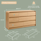 Aitjunz Modern 8 Drawers Dresser for Bedroom, 55" Wide Dressers & Chest of Drawers w/Curved Profile Design, Wood Mid Century Storage Dressers Organizer for Bedroom, Living Room, Natural Oak Aitjunz