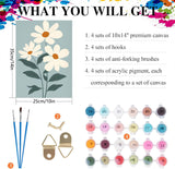 Paint by Numbers for Adults Beginners-4-Pack DIY Flowers Adult Paint by Number Kits Painting on Canvas, Flower Painting by Numbers, Craft Kits for Adults Home Wall Art Decor 10x14 Inch Axquilon
